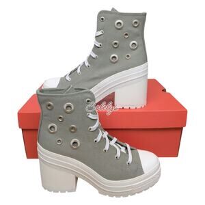 Converse Chuck 70 De Luxe Heel Platform Metal Ring Light Field Surplus Green 9.5